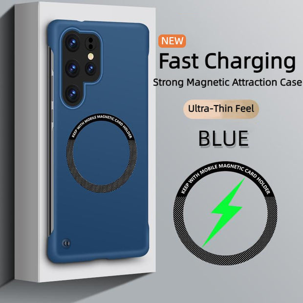 Étui de téléphone à attraction magnétique sans cadre de couleur unie ultra-mince pour Samsung 